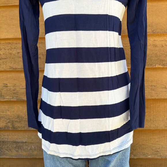 Bordeaux Lexa Striped Boat-neck Top Blue and White Long Sleeve Size S - Picture 8 of 8